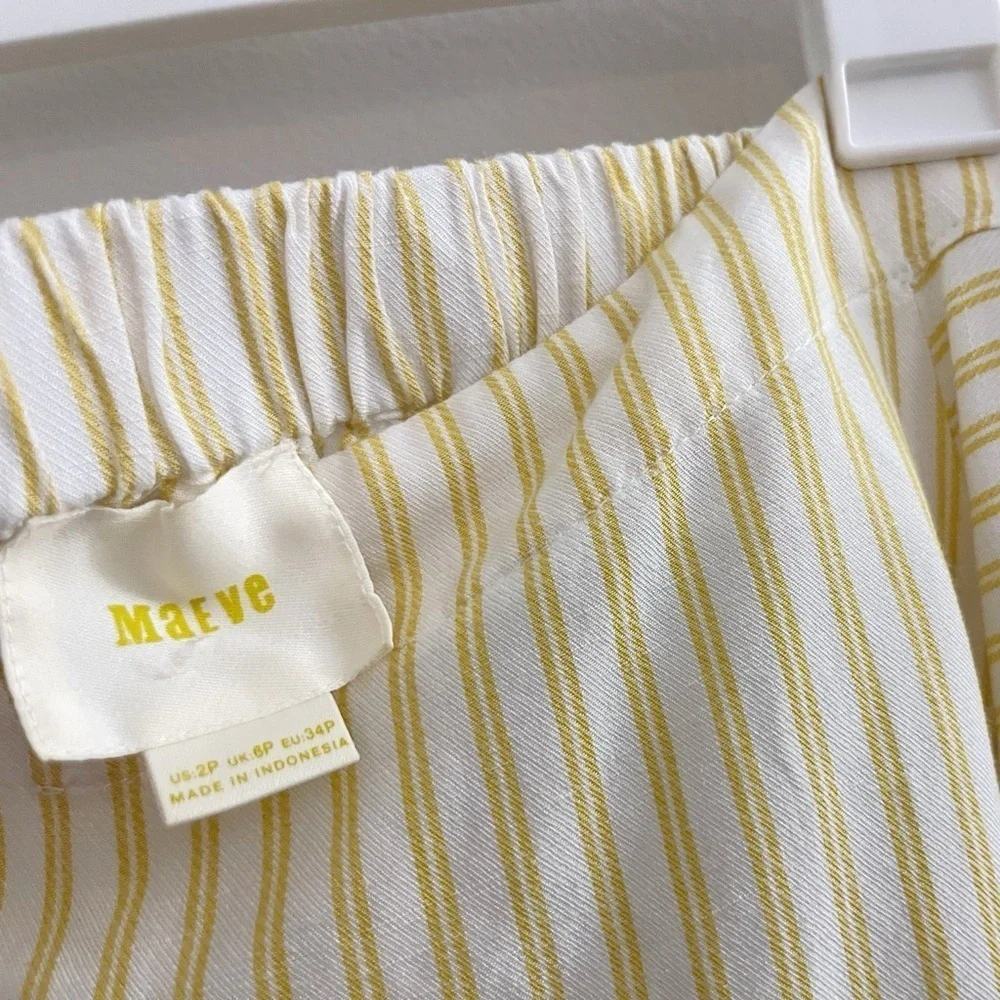 Anthropologie Maeve Off the Shoulder Top Yellow Festival Puff Sleeves Coastal